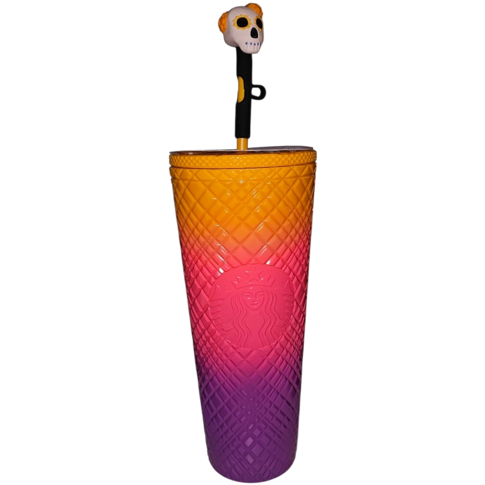 Starbucks 2024 Collector Día de Muertos Ombré Tumbler with Straw Topper NWT